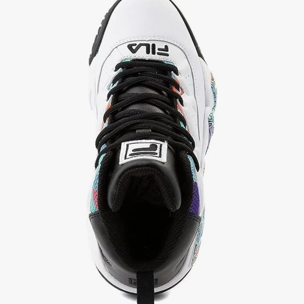 Fila White and Black High-Top Sneakers with Multicolor Accents